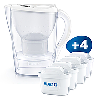 Белый фильтр кувшин Brita Marella 2,4 л Фильтр Brita Marella + картриджи 4 шт