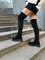 Чоботи панчохи жіночі замшеві чорні зимові хорошее качество Размер 36