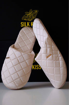 Капці молочні. TM "Silk Kiss". Тканина 100% натуральний шовк, фото 1