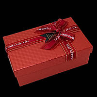 Коробка червона подарункова прямокутна з кришкою  23х16х9 см пакувальна з атласним бантом велика