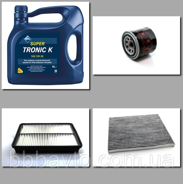 Комплект для ТО двигуна HYUNDAI SANTA FE 2.4 л, 188 л.с., бензин (Олива + Фільтра SHAFER 3 шт ), фото 1