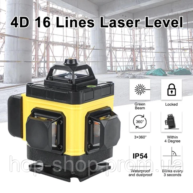 Лучший лазерный аккумуляторный уровень 360 градусов зеленый луч, измерительный инструмент каменщика 16-линейны - фото 8 - id-p2019620526