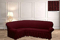 Чехол на угловой диван жатка TM Kayra цвет бордовый