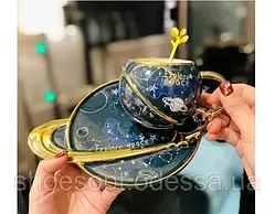 Чашка керамічна Планета космос із блюдцем