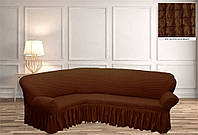 Чохол на кутовий диван жатка ТМ Kayra колір коричневий