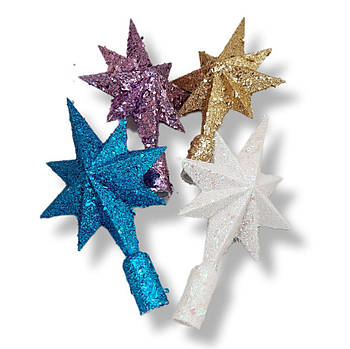 Новорічні іграшки верхівка на ялинку зірка середня