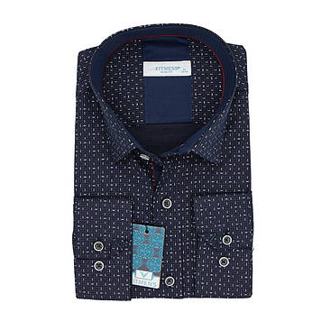 Сорочка чоловіча, приталена (Slim Fit), з довгим рукавом, FITMENS FS-002711 LACIVERT 97% бавовна 3% еластан