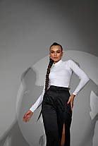 Ефектний жіночий комплект боді з біфлексу та штани з розрізом Ds5821, фото 2