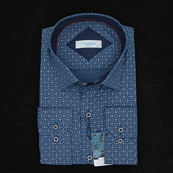Сорочка чоловіча, приталена (Slim Fit), з довгим рукавом, FITMENS FS-001786 Koyu Mavi 97% бавовна 3% еластан