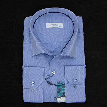 Сорочка чоловіча, приталена (Slim Fit), з довгим рукавом, FITMENS FS-000307 T45 Saks Mavi 90% бавовна 10%