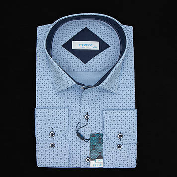 Сорочка чоловіча, приталена (Slim Fit), з довгим рукавом, FITMENS FS-001786 MAVI 97% бавовна 3% еластан L(Р)