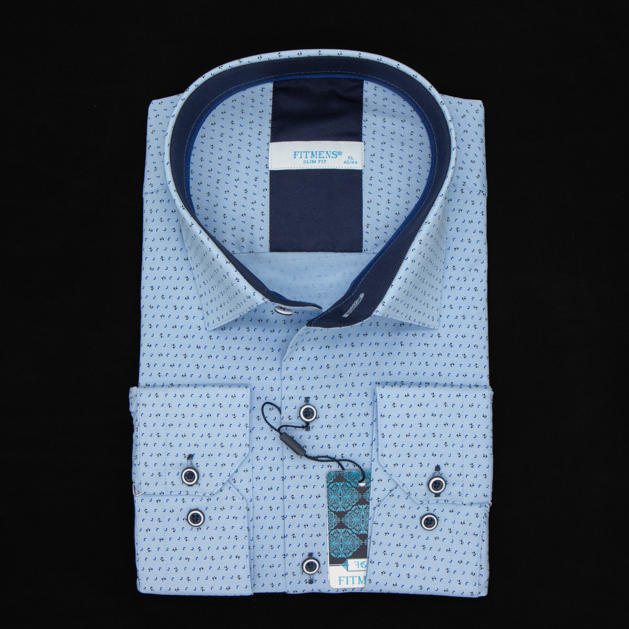 Сорочка чоловіча, приталена (Slim Fit), з довгим рукавом, FITMENS FS-002443 MAVI 97% бавовна 3% еластан L(Р), фото 1