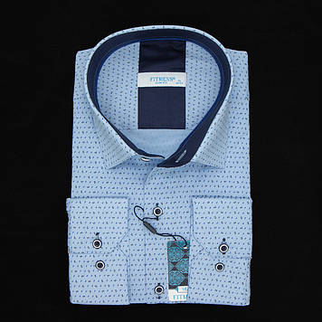 Сорочка чоловіча, приталена (Slim Fit), з довгим рукавом, FITMENS FS-002443 MAVI 97% бавовна 3% еластан L(Р)
