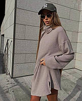 Стильный ангоровый свитер-туника платье Мокко