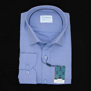 Сорочка чоловіча, приталена (Slim Fit), з довгим рукавом, FITMENS FS-002262 Koyu Mavi 90% бавовна 10%