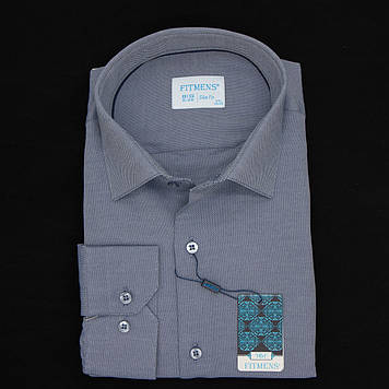 Сорочка чоловіча, приталена (Slim Fit), з довгим рукавом, FITMENS FS-00262 T70 LACIVERT 90% бавовна 10%
