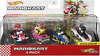 Hot Wheels Mario Kart Characters and Karts. Хот Вілс набір машинок Маріо Карт, 4шт.: Маріо, Луїджі, Баузер, Йоші