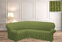 Чехол на угловой диван жатка TM Kayra цвет фисташковый