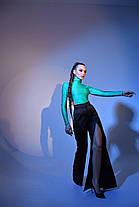 Ефектний жіночий комплект боді з біфлексу та штани з розрізом Ds5821, фото 4