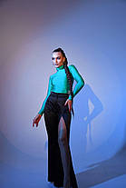 Ефектний жіночий комплект боді з біфлексу та штани з розрізом Ds5821, фото 3