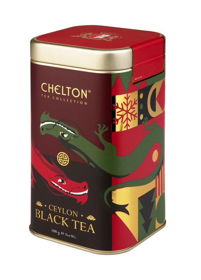 Новорічний чай Chelton Зелений дракон чорний листовий OPA 100 г у бляшанці, фото 1
