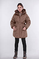 Детское двустороннее зимнее пальто с капюшоном для девочки