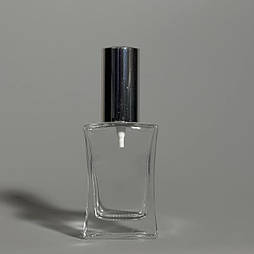 Прозорий флакон Шабо 30 мл з металевим спреєм срібло