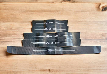 Захисна плівка накладка на пороги та бампер для Infiniti- Чорний Карбон 5 шт