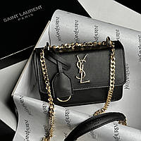 Yves Saint Laurent Sunset Mini Chain Black/Gold 18 х 13 х 6 см женские сумочки и клатчи высокое качество
