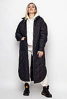 Модне стьобане пальто-сорочка чорного кольору євро-зима, великих розмірів від 50 до 60