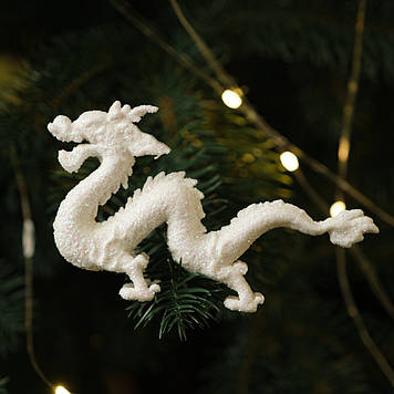 Новорічна іграшка кінь"Дракон" об'ємна 12 см із пластику кольорова, в блискітках