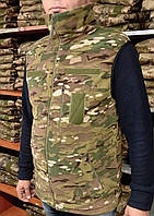 Жилетка флисовая армейская теплая тактическая ЗСУ камуфляж мультикам с липучками под шевроны