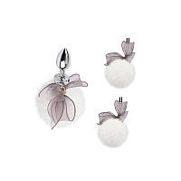 Набор для садо мазо игр бдсм / Пробка для анала с камнем и зажимы с украшением на соски с помпоном и бантиками