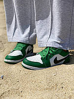 Nike Air Jordan Retro 1 Low Green White «Black Logo» кроссовки и кеды высокое качество Размер 36
