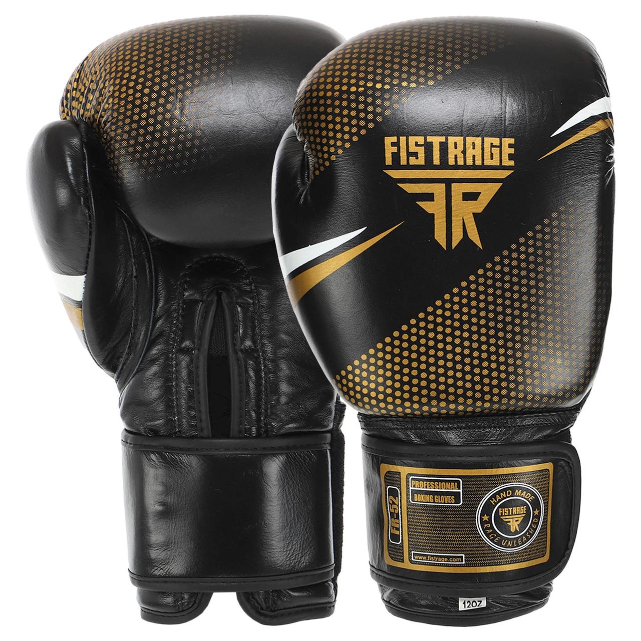 Шкіряні боксерські рукавички на липучці FISTRAGE VL-4145 (розміри 10-14 унцій)