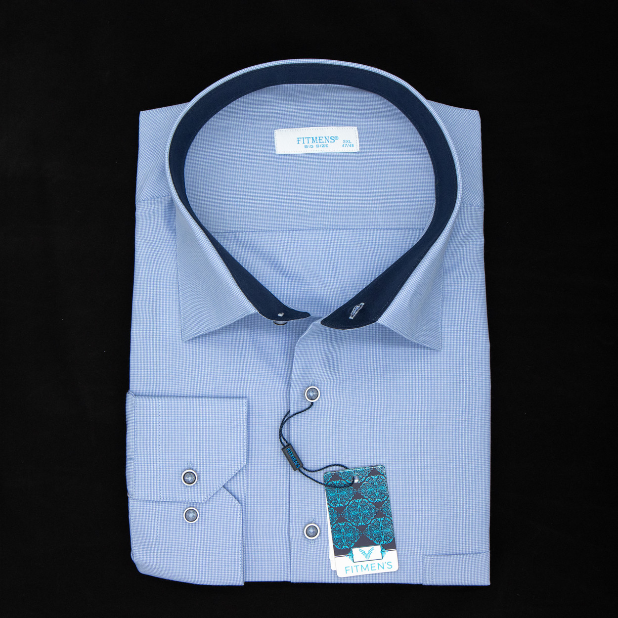 Сорочка чоловіча, прямого покрою, з довгим рукавом, FITMENS FS-002104 C10 MAVI 90% бавовна 10% поліестер