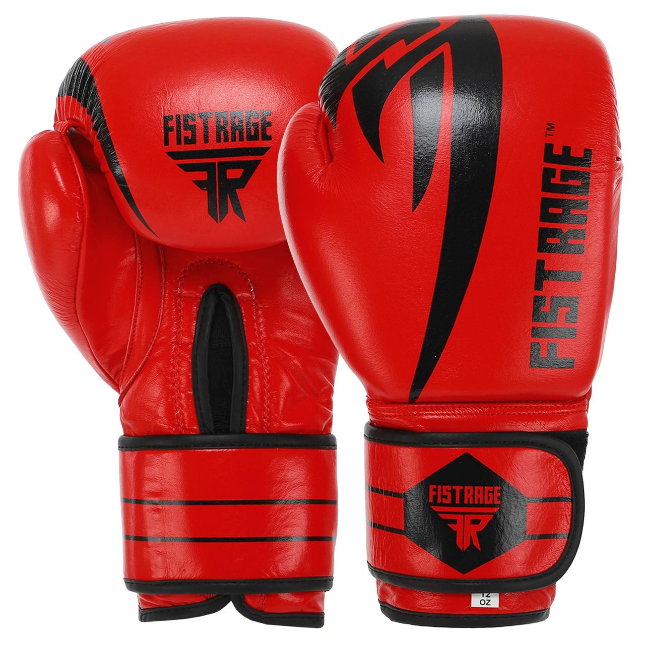 Шкіряні боксерські рукавички на липучці FISTRAGE VL-4155 (розміри 10-14 унцій)