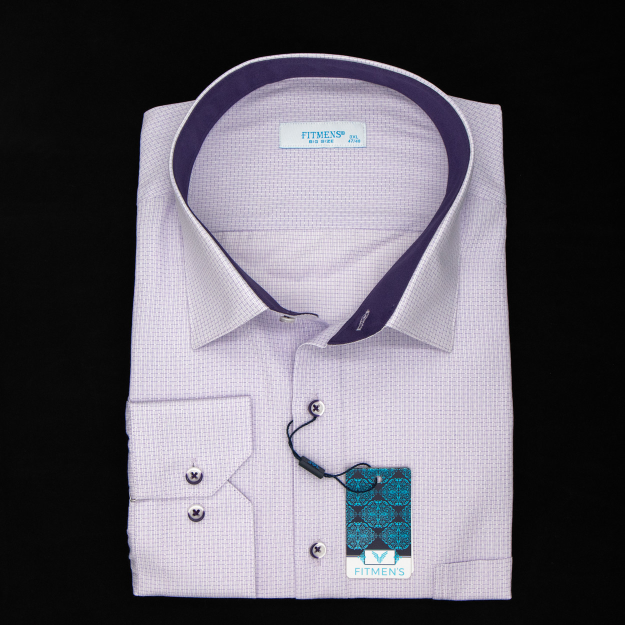 Сорочка чоловіча, прямого покрою, з довгим рукавом, FITMENS FS-003017 LILA 100% бавовна 3XL(Р)