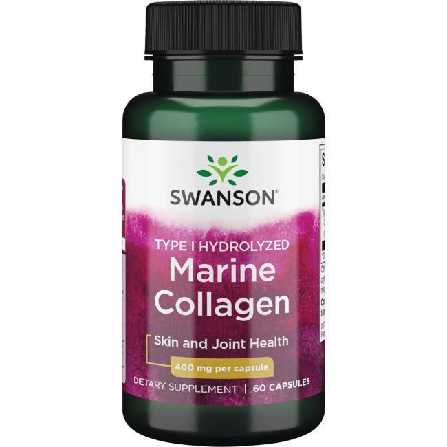 Колаген рибний 1 типу для шкіри та суглобів, Swanson, 400 мг, 60 капсул