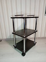 Візок косметологічний 300x400x605 мм на колесах з ручками 3 полички Темний венге