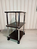 Візок косметологічний 300x400x605 мм на колесах 3 полички, темный венге