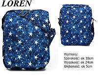 Наплечная детская сумка ткань бананка синяя для ребенка Loren 1964B 9002-4 Denver Наплічна дитяча сумка