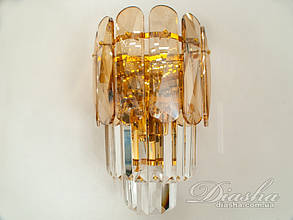 Кришталевий настінний світильник золото на 3 лампи Е14 23x35х13 см