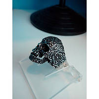 Кільце чоловіче 16р. Череп квітка, сталь 316L