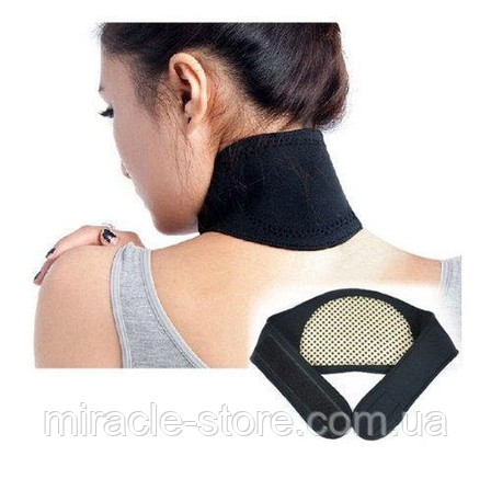 Шейний бандаж із турмаліном Self heating neck guard band Чорний, фото 2