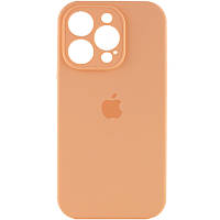 Защитный чехол для Apple iPhone 14 Pro Max пудровый силиконовый с логотипом