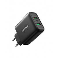 Зарядний пристрій 2xUSB 36W (USB A QC 3.0) Fast Charger чорний CD161 Ugreen (10216)