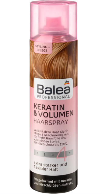 Лак для волосся з кератином надання об'єму Balea Haarspray Keratin&Volumen 250 Ml Німеччина