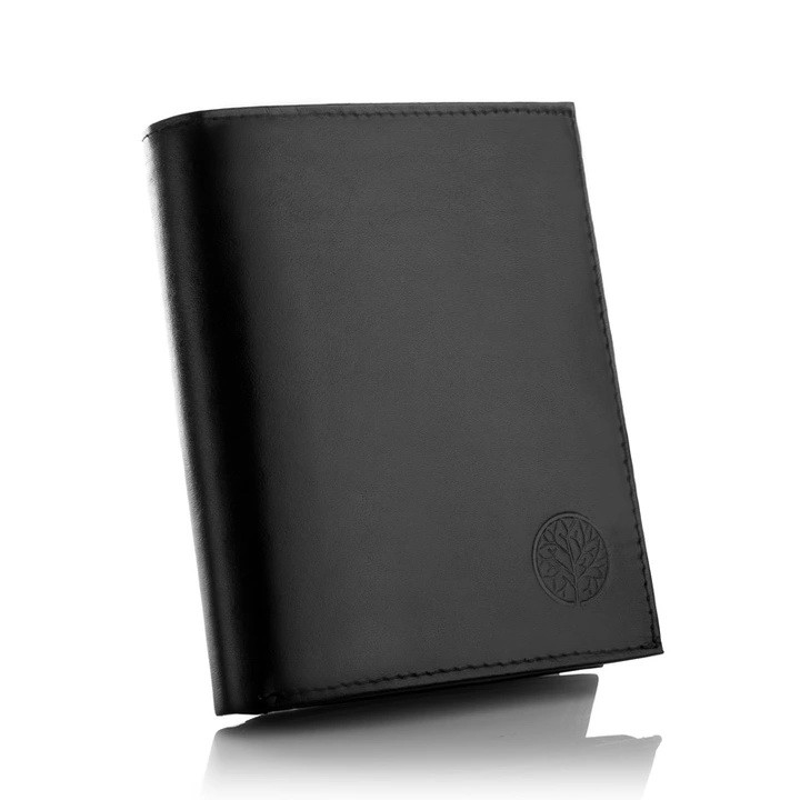 Чоловічий шкіряний гаманець Betlewski з RFID 13 х 9,5 х 1,5 (BPM-DZ-74) - чорний