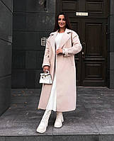 Женское пальто на подкладке из турецкого кашемира не кошлатится пояс в комплекте на запах карманы по бокам